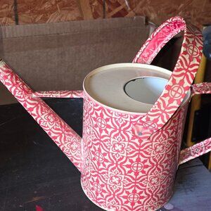 Metal water can - pink and white